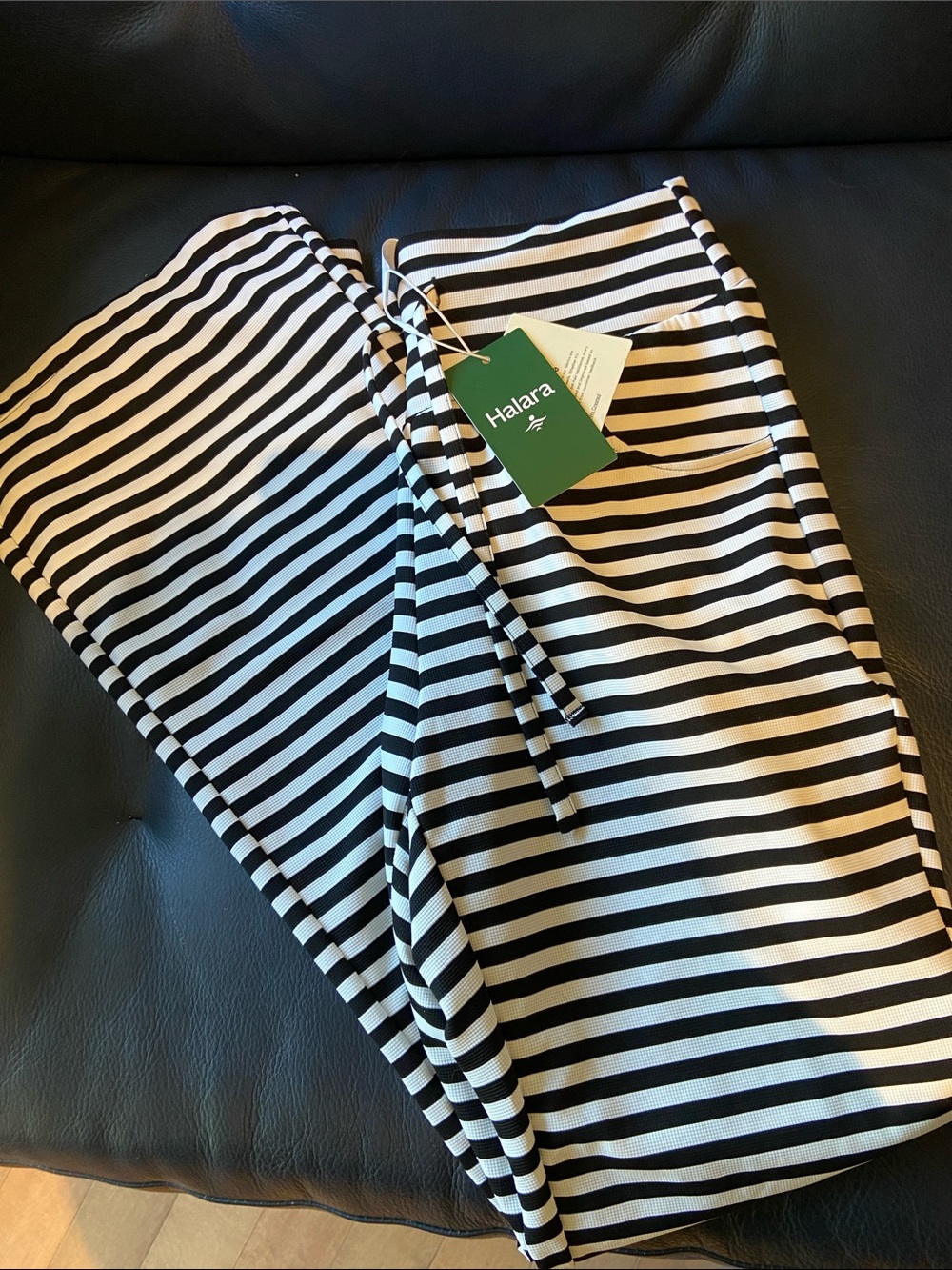 HALARA Black & White Striped Boot Cut Pants